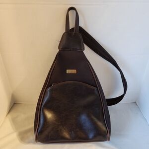 Vintage Crazy Horse Liz Claiborne Brown Leather 2-way Backpack